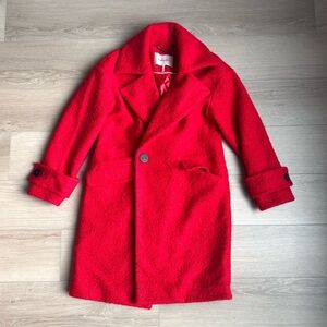 BCBGeneration Double-Breasted Bouclé Walker Coat Red Sz S